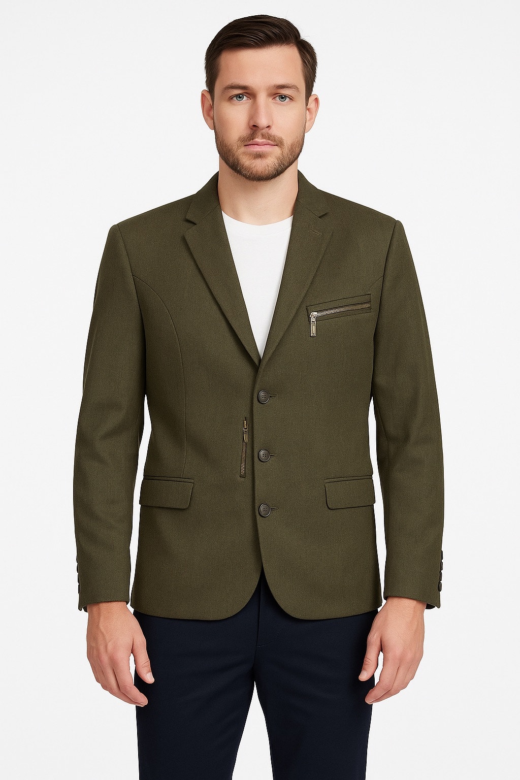 Jaeyoon Jeong Green Herringbourne Blazer Exposed Stitching & Zippers Medium